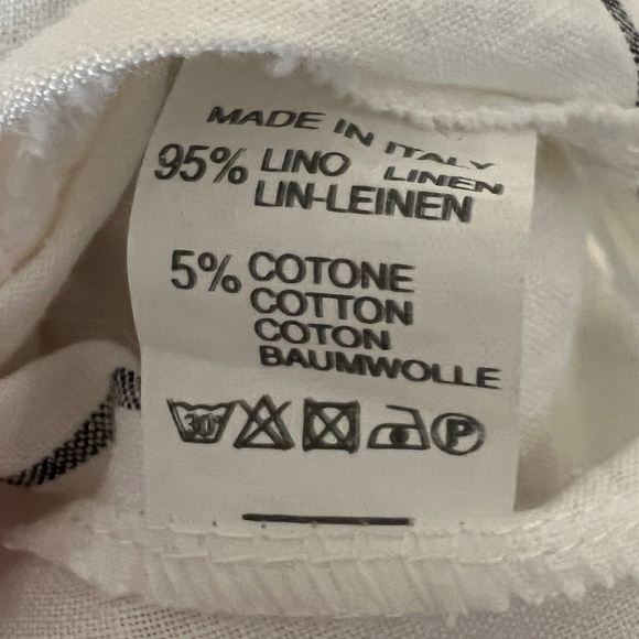 Italian Inizio Magic 2 Pocket Sleeveless White/Black Striped Linen Midi Dress L - Picture 9 of 9